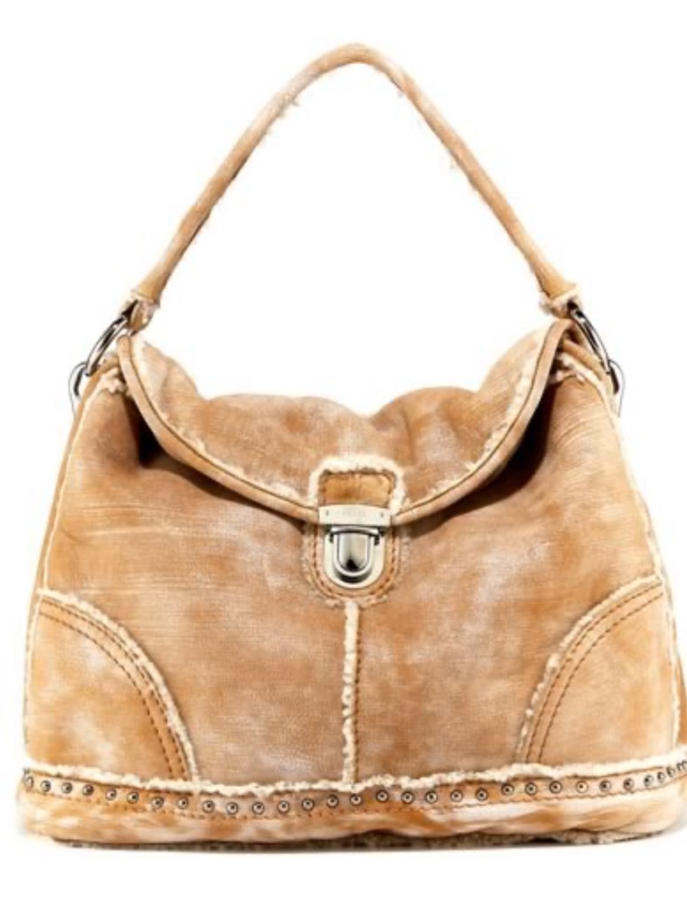Prada Vintage MOUTON DIANO Soft  Shearling Hobo Bag - Casual  Shoulder Tote - Picture 12 of 13